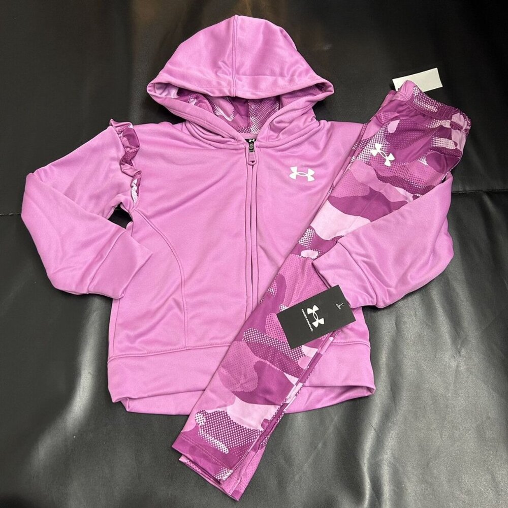 NWT Under Armour Ruffle Hoodie & Leggings Set Girls Size 5